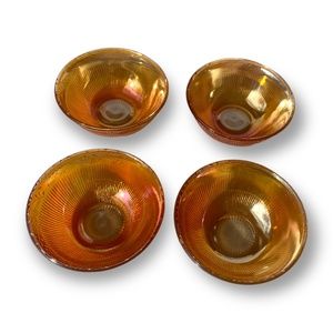 Vintage Marigold Carnival Glass Set of Bowls Floral Rim for Home Kitchen Serving